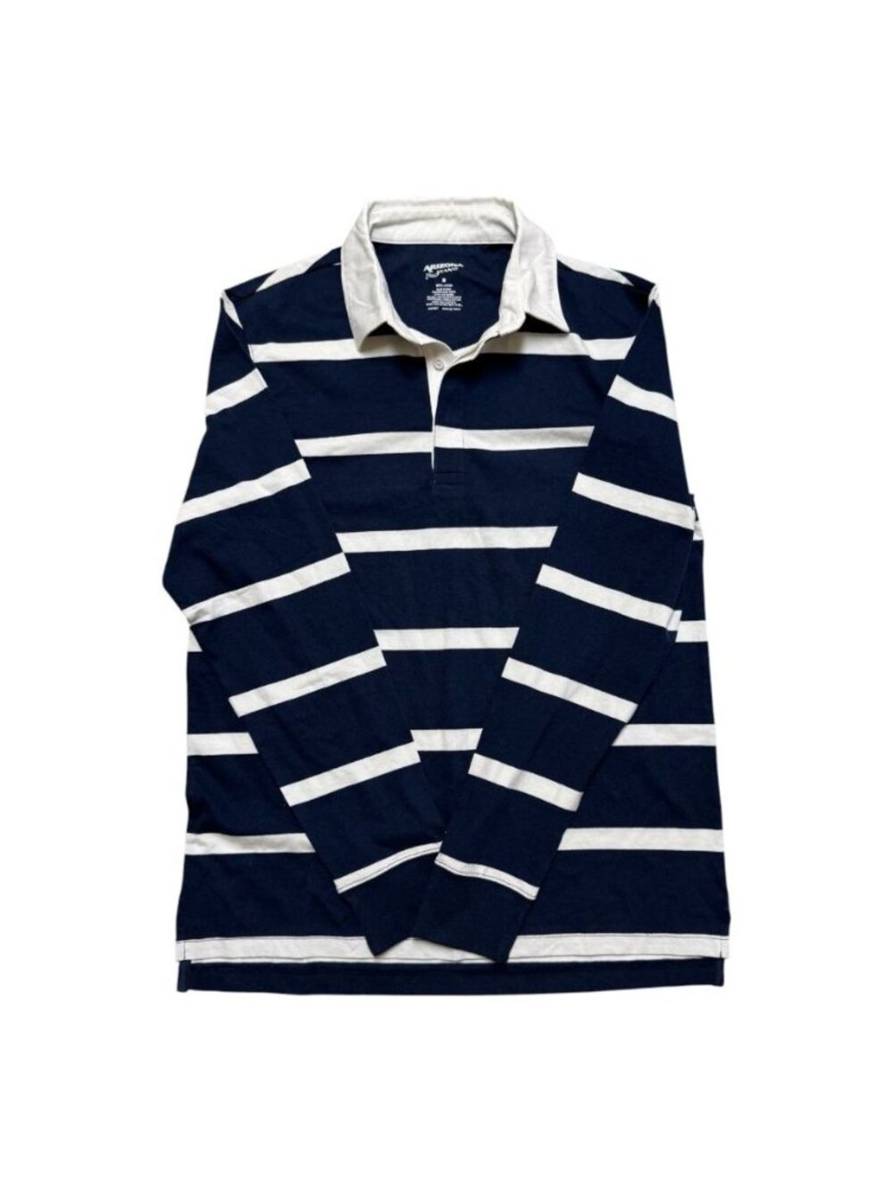 Arizona Jean Co Rugby Shirt Men’s M Navy White Stripe 100% Cotton Long Sleeve